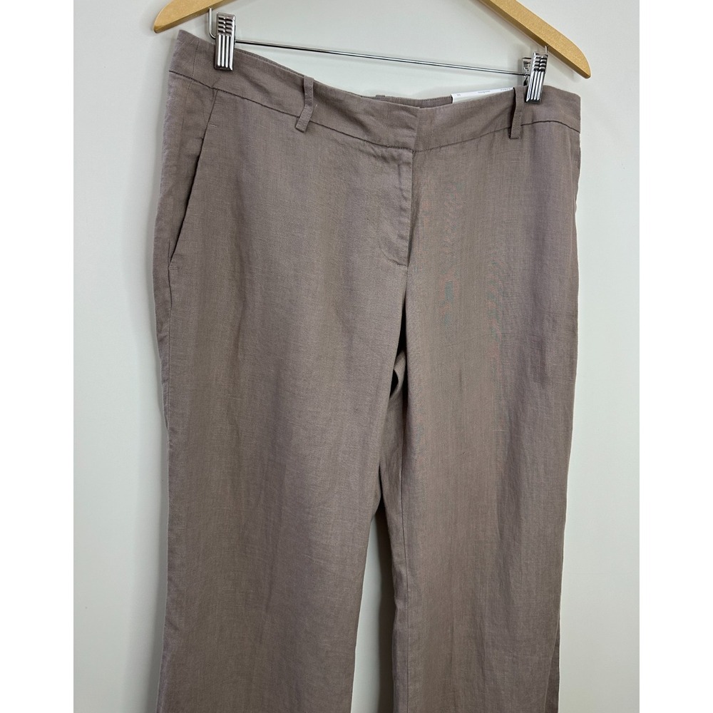 NEW LOFT 100% Linen Marisa Modern Trouser Pants Size 10 Taupe Wide Leg Office - Picture 3 of 11